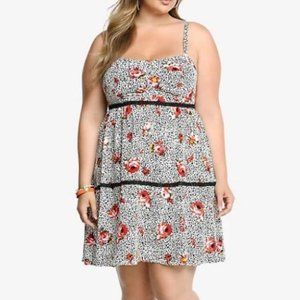 Torrid Challis Dress with Floral Leopard Print and Lace Trim Size 0 or XL